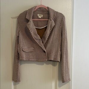 Maeve Black and brown & cream Geometric knit Blazer